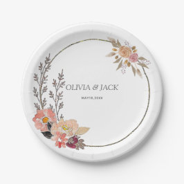 Prato De Papel Casamento Floral Elegante