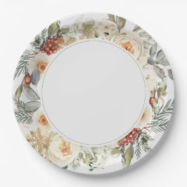 Prato De Papel Casamento Floral Elegante Winter