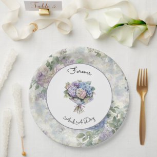 Prato De Papel Casamento Floral Lavanda Roxo Romântico