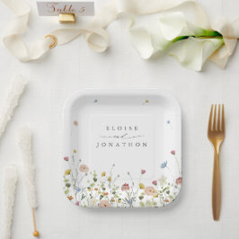 Prato De Papel Casamento Floral Minimalista do Jardim de primaver