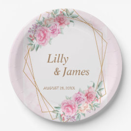 Prato De Papel Casamento Floral Pink