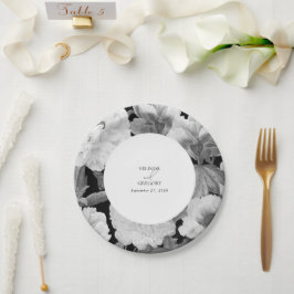 Prato De Papel Casamento Floral por Aquarela de Peões Pretos e Br