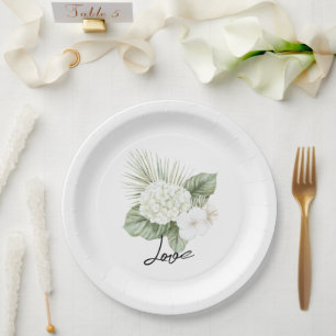 Prato De Papel Casamento Floral Tropical Aloha Beach Hydrangea