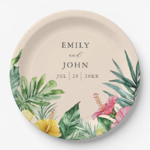 Casamento Floral Tropical Aquarela Elegante Pêsseg