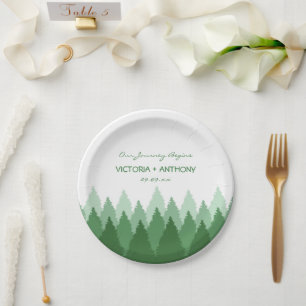 Prato De Papel Casamento Floresta Verde