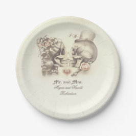 Prato De Papel Casamento Gótico do Casal Crânio