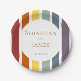 Prato De Papel Casamento LGBTQ Gay Rainbow