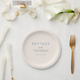 Prato De Papel Casamento Minimalista Bege Sereno