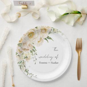 Prato De Papel Casamento Minimalista de Ivory Bliss