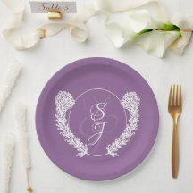 Casamento Mínimo Monograma Lavanda Roxo