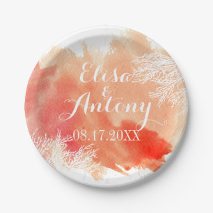 Prato De Papel Casamento moderno do recife de corais do respingo