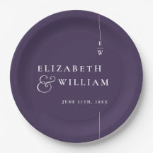 Casamento Monograma Minimalista Moderno Roxo