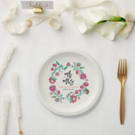 Prato De Papel casamento multicolorido com flores folclóricas