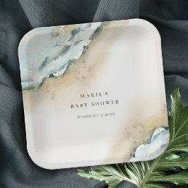 Prato De Papel Casamento Náutico na Praia das Ondas Costeiras de 