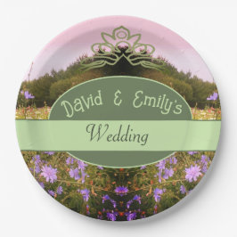 Prato De Papel Casamento no Campo de Flores Cottagecore