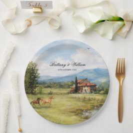 Prato De Papel Casamento no Campo Toscano Italiano