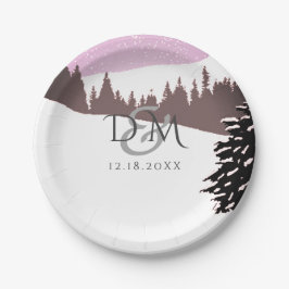 Prato De Papel Casamento no inverno da Montanha Snowy
