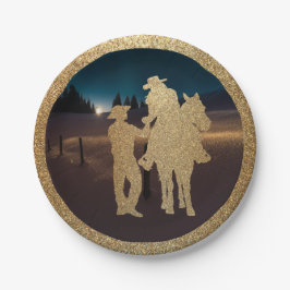Prato De Papel Casamento Ocidental Cowboy Casal Plates