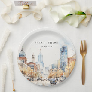 Prato De Papel Casamento Paisagem Aquarela em Indianapolis, India