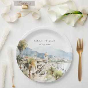 Prato De Papel Casamento Paisagem Aquarela Santa Marta Colômbia