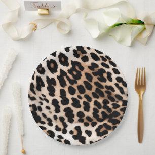 Prato De Papel Casamento Peach Black Cream Leopard
