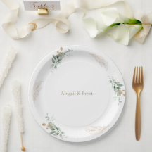 Casamento Personalizado Folhagem Branco e Dourado