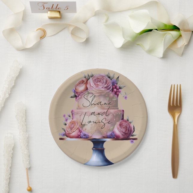 Prato De Papel Casamento Personalizado Marrom (Casamento)