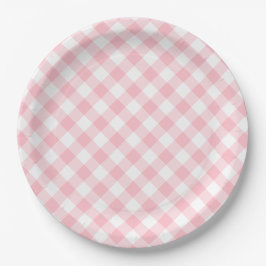 Prato De Papel Casamento Pink Gingham Country