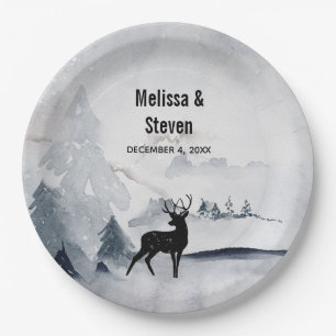 Prato De Papel Casamento por Aquarela de Cinzas Russas de Reindee