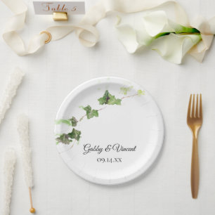 Prato De Papel Casamento por Aquarela Verde - Ivy Vine