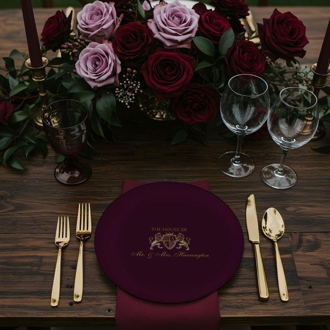 Prato De Papel Casamento Real Muse Medieval do Leão de Fantasia (Royal Muse Medieval Fantasy Lion Emblem Wedding Paper Plates)