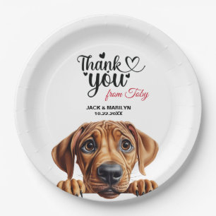 Prato De Papel Casamento Ridgeback da Rodésia Obrigado