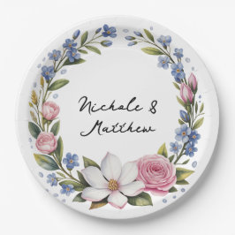 Prato De Papel Casamento Romântico de Buquês Florais
