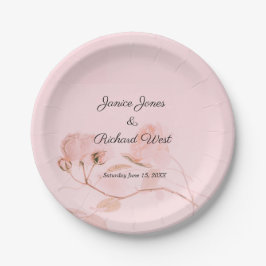 Prato De Papel Casamento Romântico de Rosa Rosa Mole