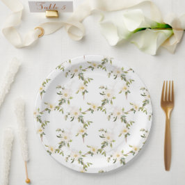 Prato De Papel Casamento Romântico White Floral
