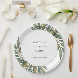 Prato De Papel Casamento Russo da Olive Sai do Mediterrâneo