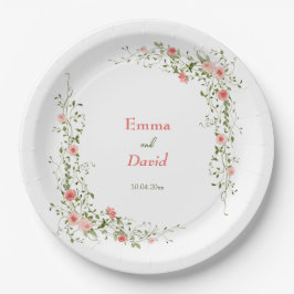 Prato De Papel Casamento Russo de Rosas Rosa Botânica