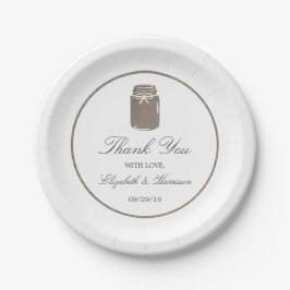 Prato De Papel Casamento Rustic Burlap Mason Jar