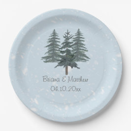 Prato De Papel Casamento Rustic Evergreen Winter Pine