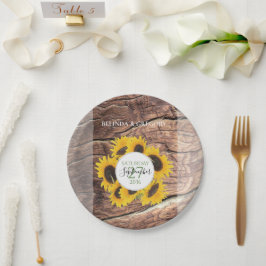 Prato De Papel Casamento Rustic Sunflower