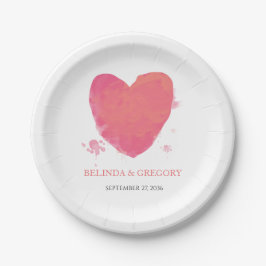Prato De Papel Casamento Rustic Watercolor Heart
