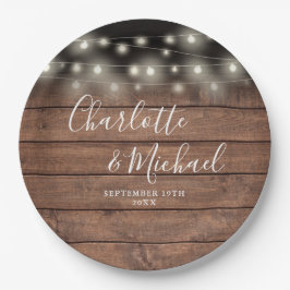 Prato De Papel Casamento Rustic Wood Signature