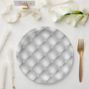 Prato De Papel Casamento Silver Glam Diamond