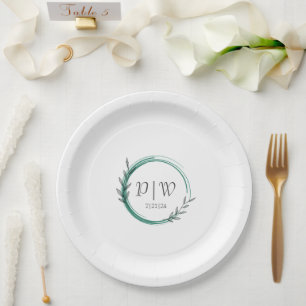 Prato De Papel Casamento Simples da Terra de Emerald Green
