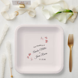 Prato De Papel Casamento Simples Romântico de Jardins de Borbolet