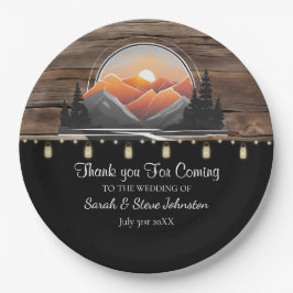 Prato De Papel Casamento Solar da Floresta Rustic Mountain Valley