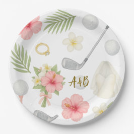 Prato De Papel Casamento temático Golf Havaiano para golfista
