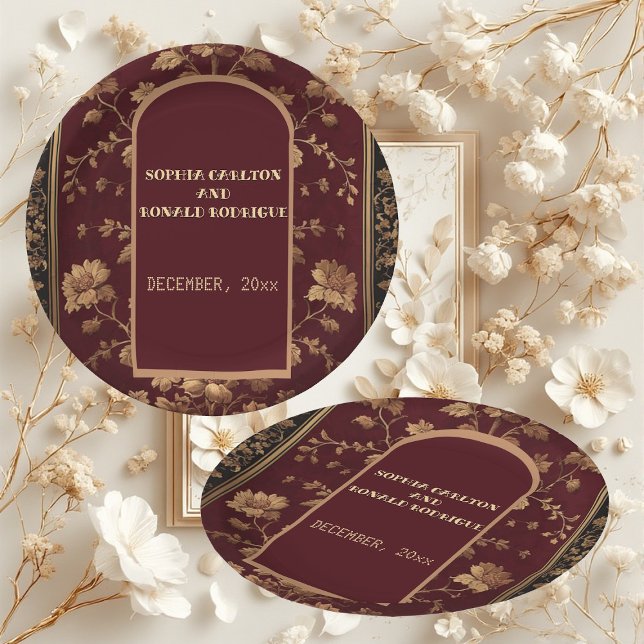 Prato De Papel Casamento Tradicional de Natal Clássico Chinoiseri (Classic Christmas Chinoiserie Traditional Wedding Paper Plates)