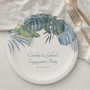 Prato De Papel Casamento Tropical Beach Palm