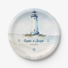 Prato De Papel Casamento Watercolor Coastal New England